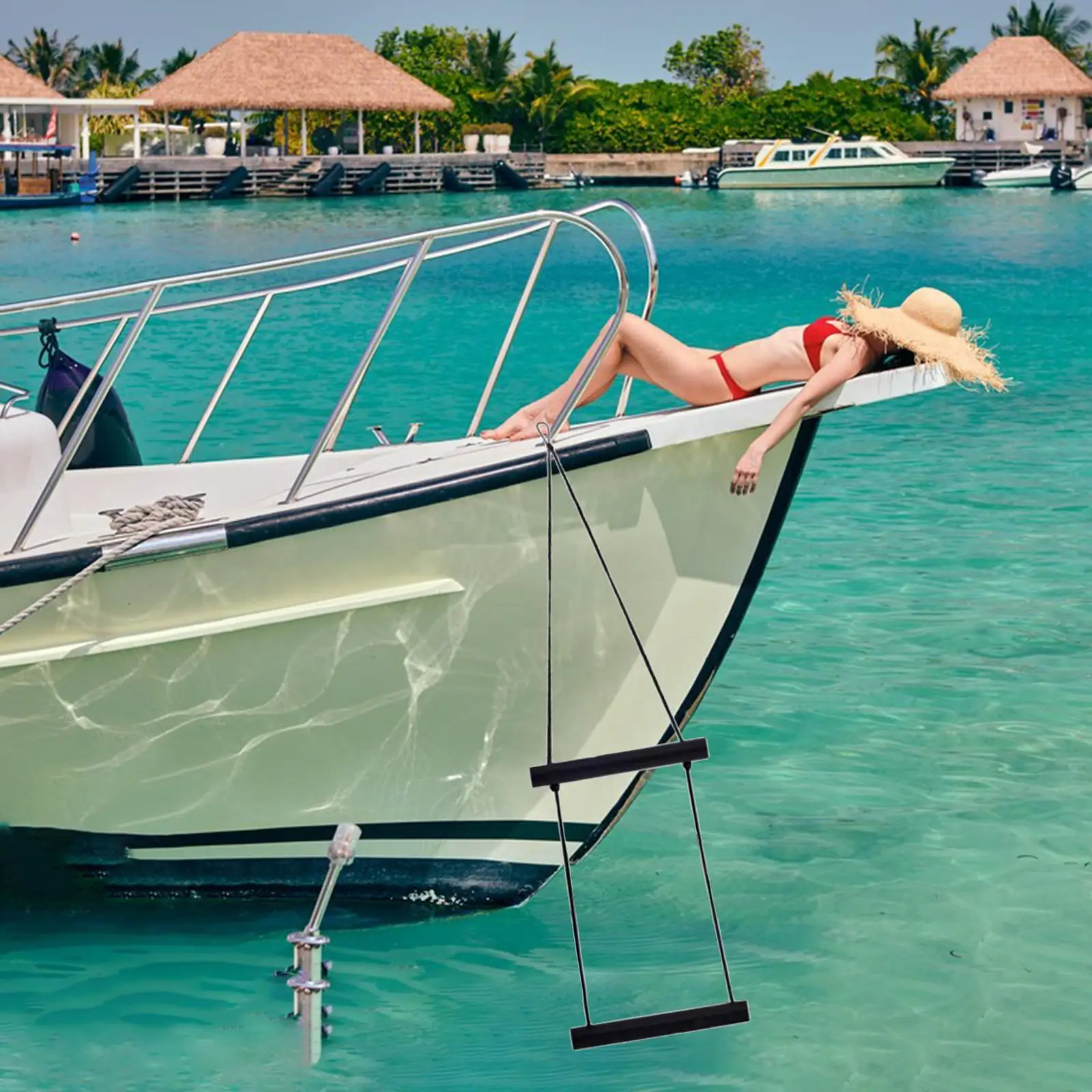 

Веревочная лестница для лодки, портативная, практичная, сверхмощная, 2-ступенчатая веревочная лестница для