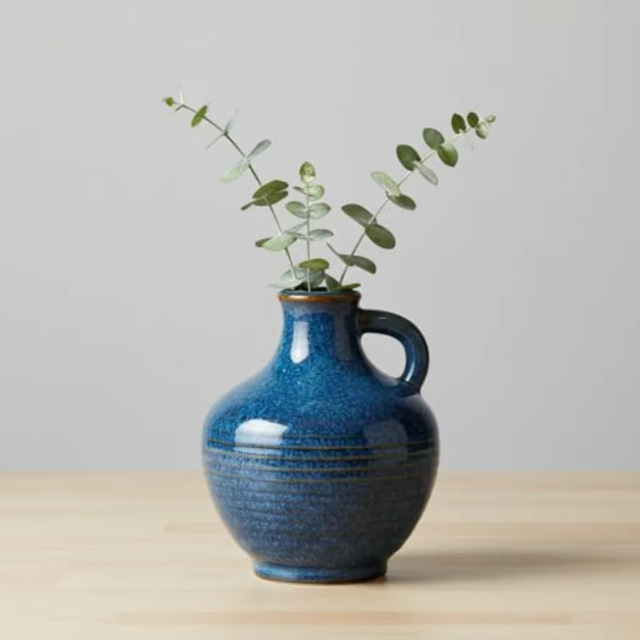 

Ceramic Vase Small ic Vases for Home Decor, Pitcher Modern Flower Vase for Bookshelf and Bathroom Decor, Nightstand, Dg, Center