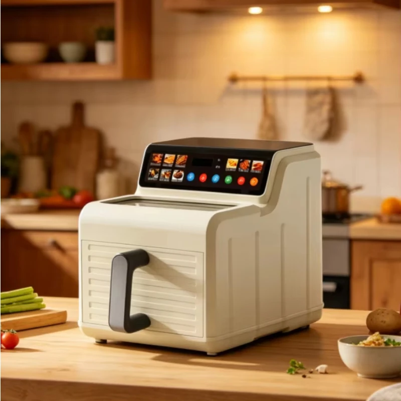 1500W digital large air fryer 7L durable 304 stainless steel, smart one-click recipe function, transparent observation window