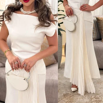 Maßgeschneidertes Saudi-Arabien-Abschlussballkleid Dearin Off-the-Shoulder-Meerjungfrau-bodenlange Röcke Drapierte maßgeschneiderte Anlasskleider Abend Fo