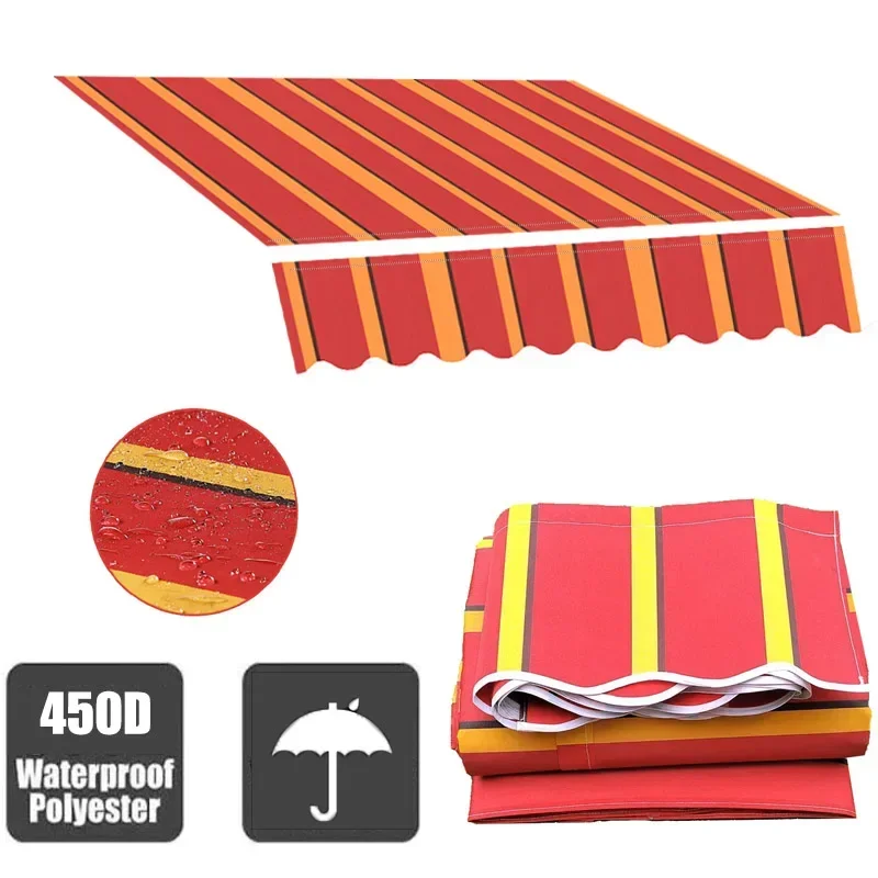 Custom Size Courtyard Awning Fabric Replacement 10' x 8' /12' x 10' RV Polyester Retractable Patio Rainblock Cloth Shade Canopy