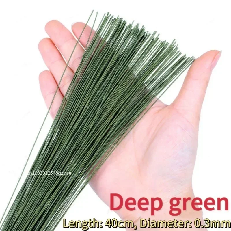 100/500/1500 stücke 40 cm Floral Stem Draht Handwerk Dunkelgrüner Draht Für Floristen Blumenarrangement Für DIY Material Handgemachte Accessoies – Detail 1