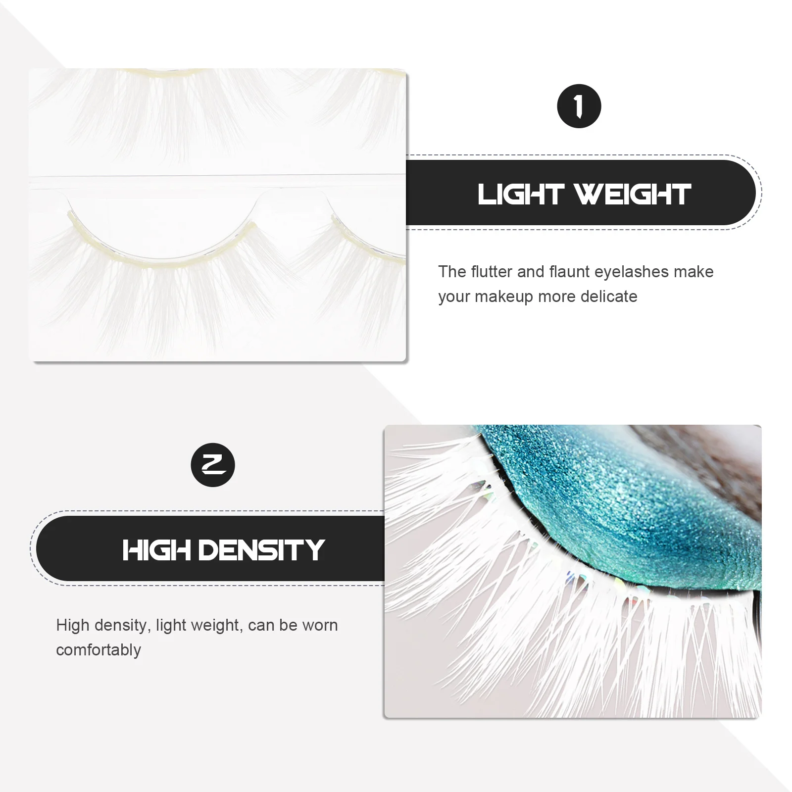 مجموعة رموش صناعية مكونة من 6 قطع بيضاء ناعمة حريرية خفيفة للرموش المزيفة للحفلات اليومية ومكياج الزفاف وإكسسوارات الموضة النسائية #1