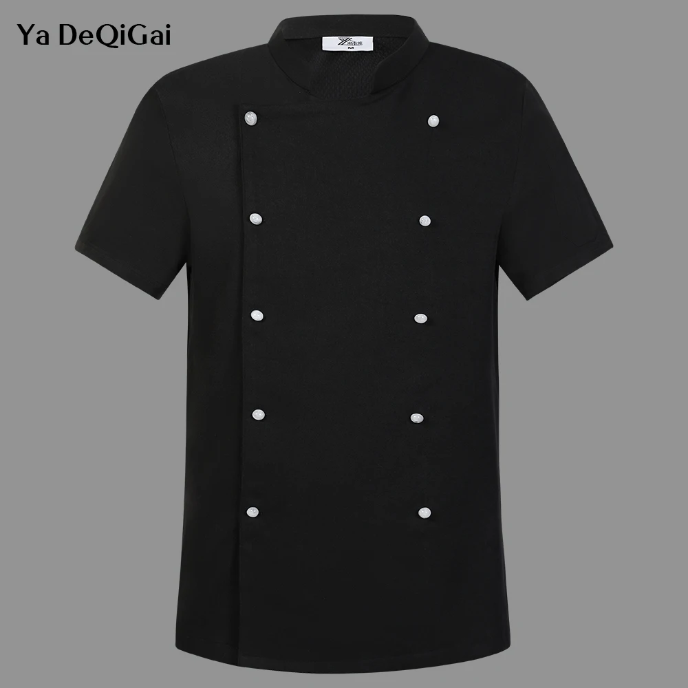 Unisex Zwart Uniform Catering Werkkleding Jas Jas Hoofd Chef-Kok Shirts Restaurant Hotel Keuken Kookkleding