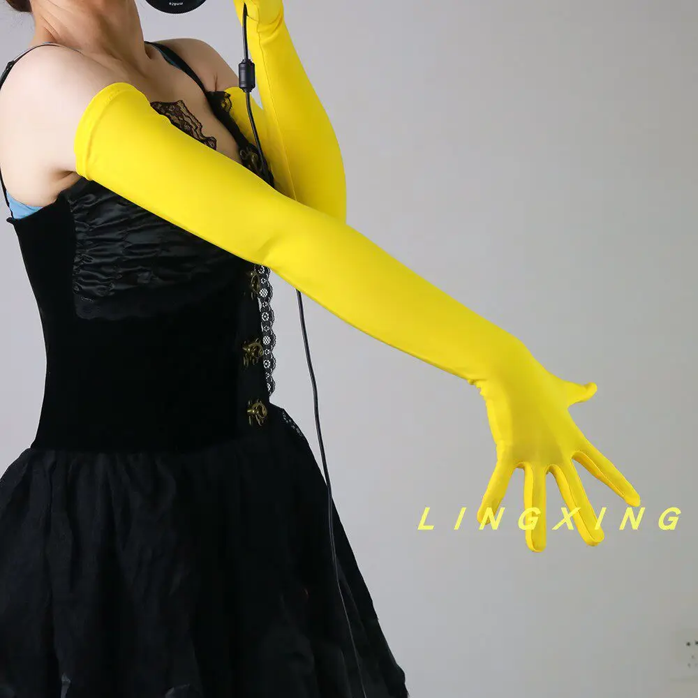 60 cm lange Handschuhe, Operngelb, Sommer, Fahren, Radfahren, für Damen, elegante Handhandschuhe, zeremonielle Armstulpen, sexy, leicht dehnbar – Detail 9