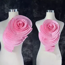 Nuovo stile collo a spalla esagerato grande fiore pieghettato panno di fiori pressato pieghettato fiore artigianale accessori di abbigliamento fai da te