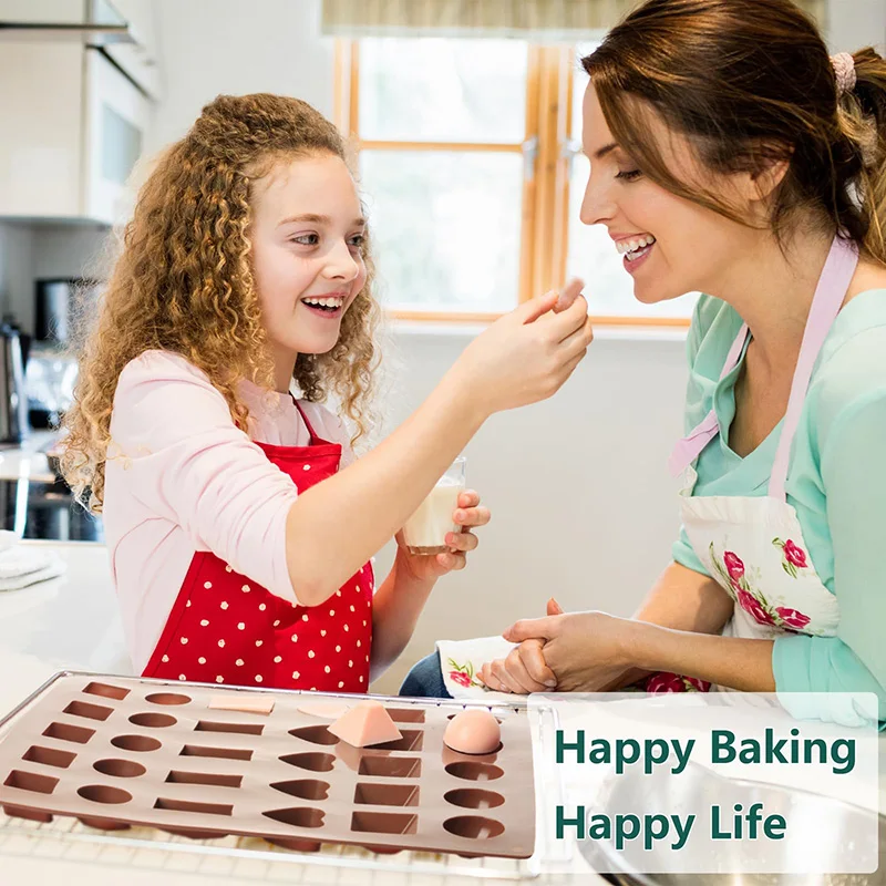 Chocolate Molds Silicone with 30 Cavities 6 Different Shapes for Making Larger Candy/Gummy/Cake Décor for Party&Celebration