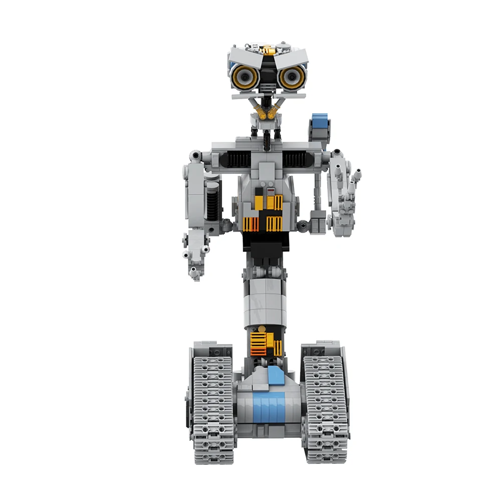 MOC Klasyczne Filmy Krótkie Obwody Mecha Johnny 5 Robot Zestaw Klocków Konstrukcyjnych Mechaniczne Bronie Model z Blachy Żelaznej Cegiełki Zabawki dla Dzieci