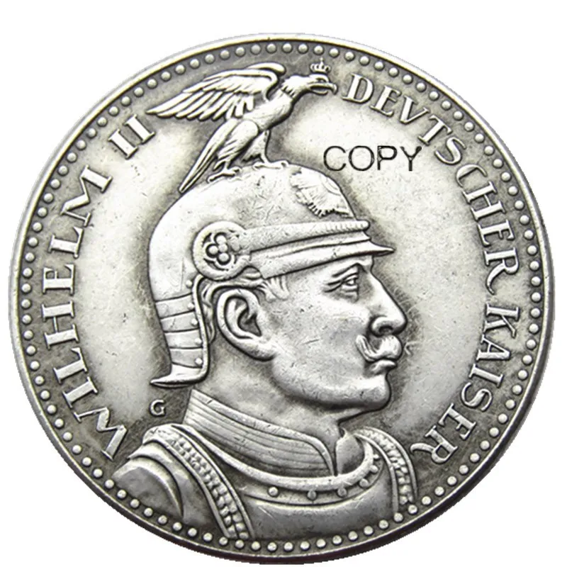 PRUSSIA (German S.) 5 Mark 1913 Proof - Bronze - PATTERN - Wilhelm II 100% Copper/Silver Plated Copy Coin