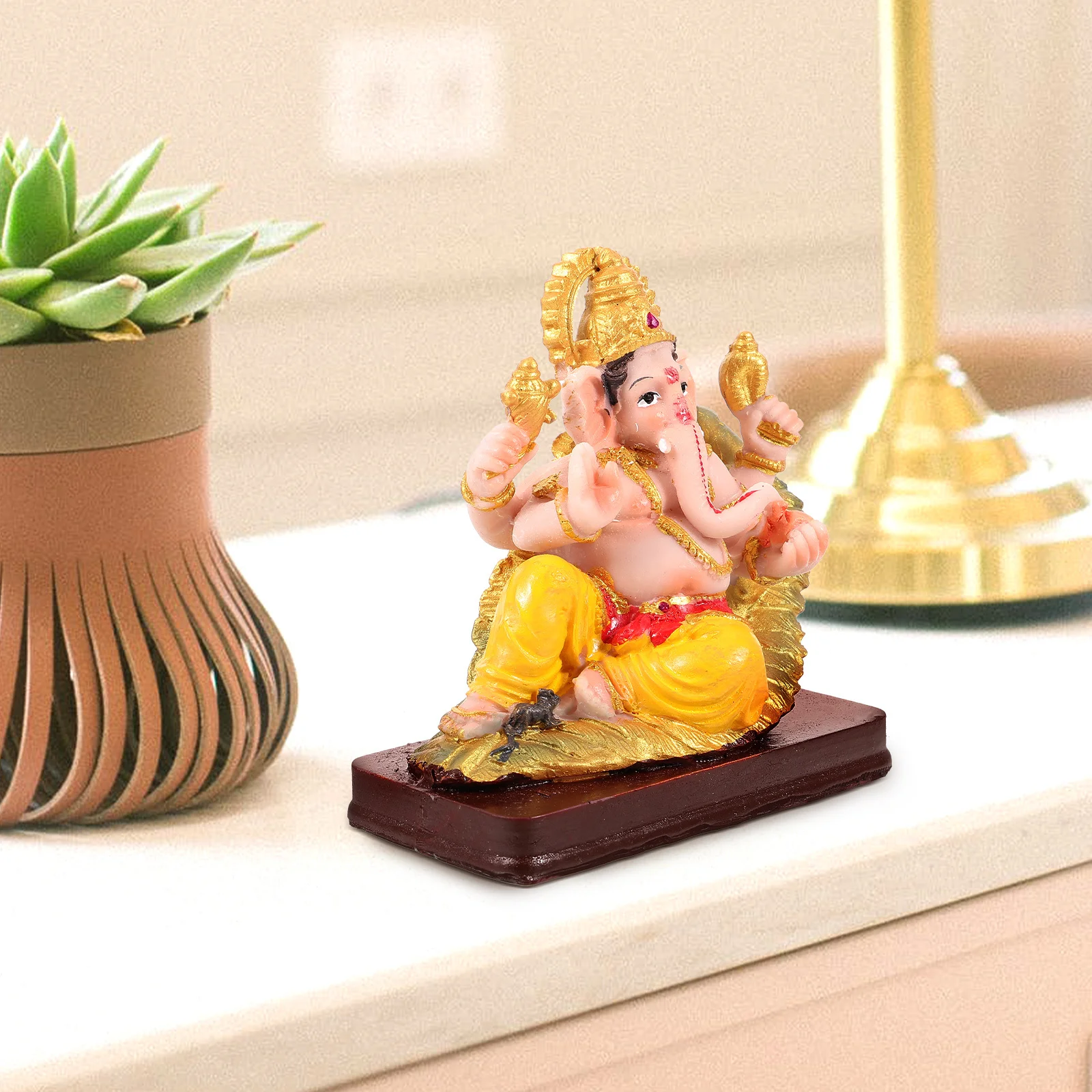 

Ganesha Statue Resin Color Painting Home Office Desktop Ornament Elephant Head Sculpture Hindu Decorative Gift