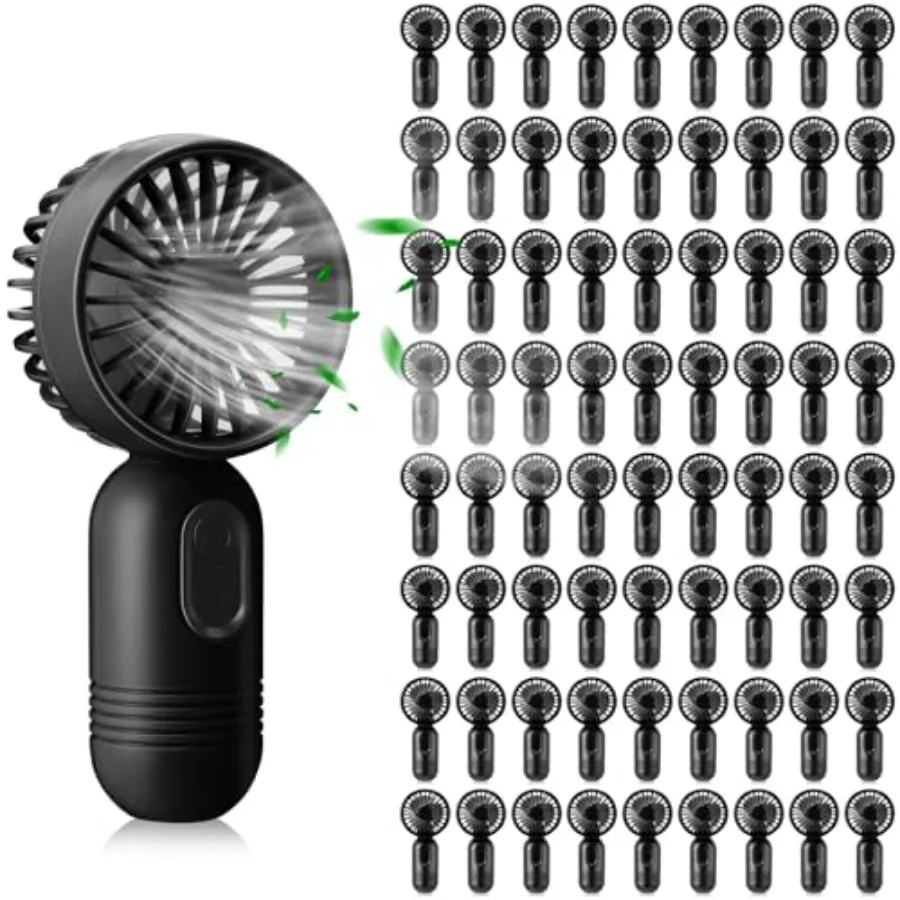Mini portable fan for indoor outdoor travel makeup use, ABS plastic, black, lightweight handheld with 3 speeds and USB recharge