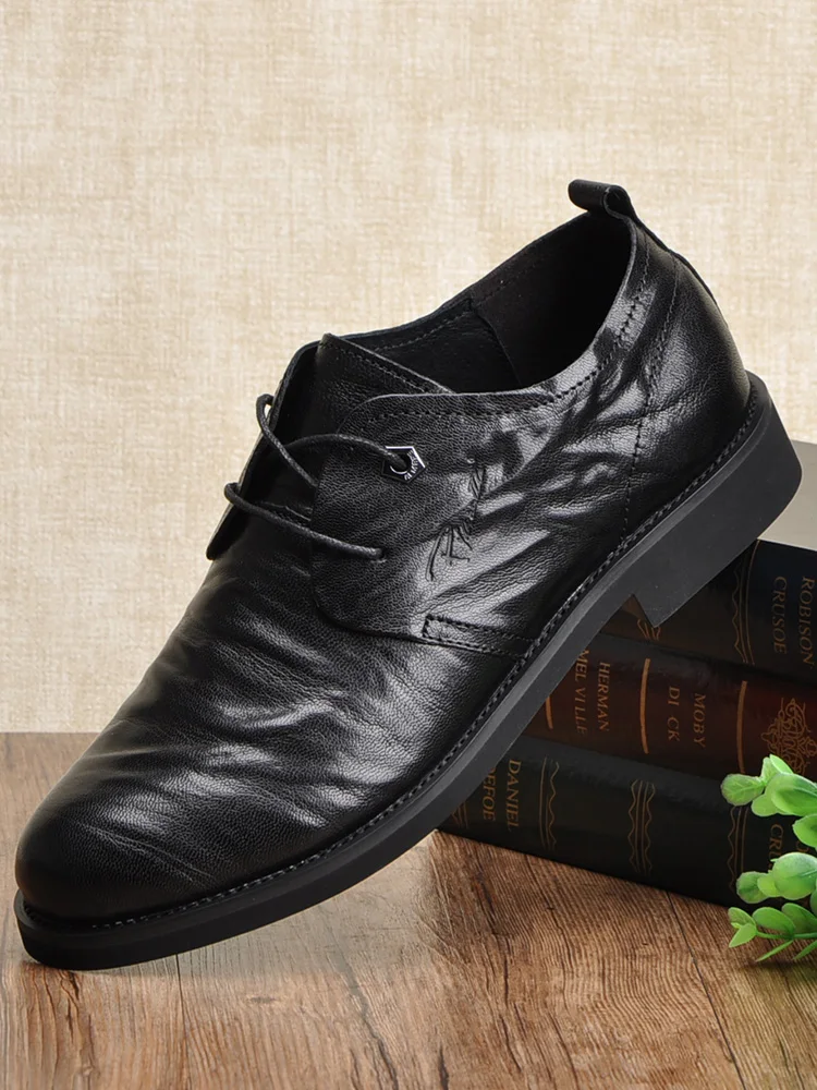 

Original Men's Busin Casual Leather oes Thi Bot Breathable Soft Leather round Toe Wide Foot Comfortable Leather oes