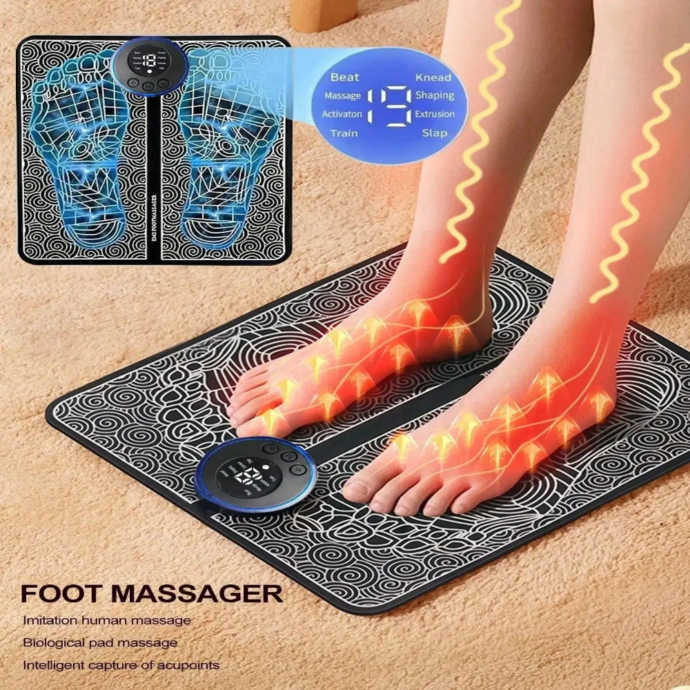 

EMS Foot Massager Pad Rechargeable Electric Massage Mat Portable Foot Relaxation Tool for Blood Circulation Improvement