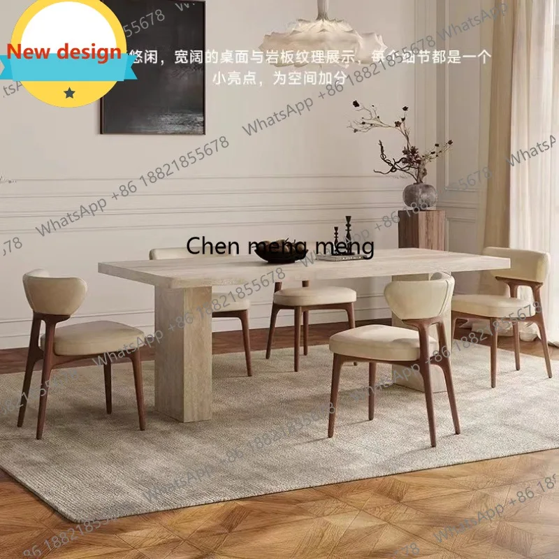 D80 French Retro Rock Slab Dining Tables Modern Designer Dining Room Kitchen Tables Luxury Home Furniture Mesas Redondas