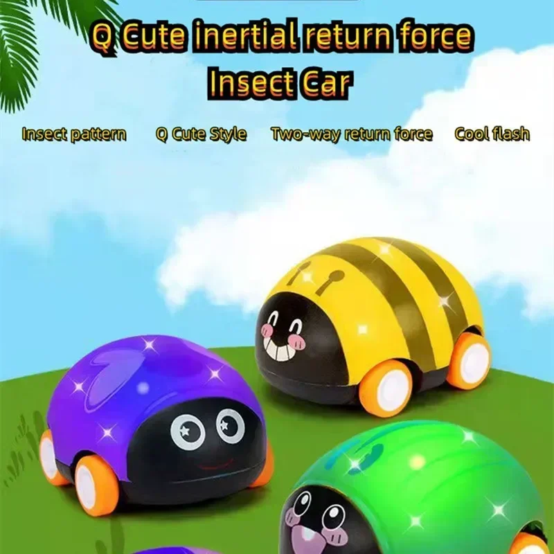 Multicolor Toy Cartoon Insects Back To The Car Cool And Light Inertia Double Back To Anti-wrestling Car Beetle Toy Car Durable