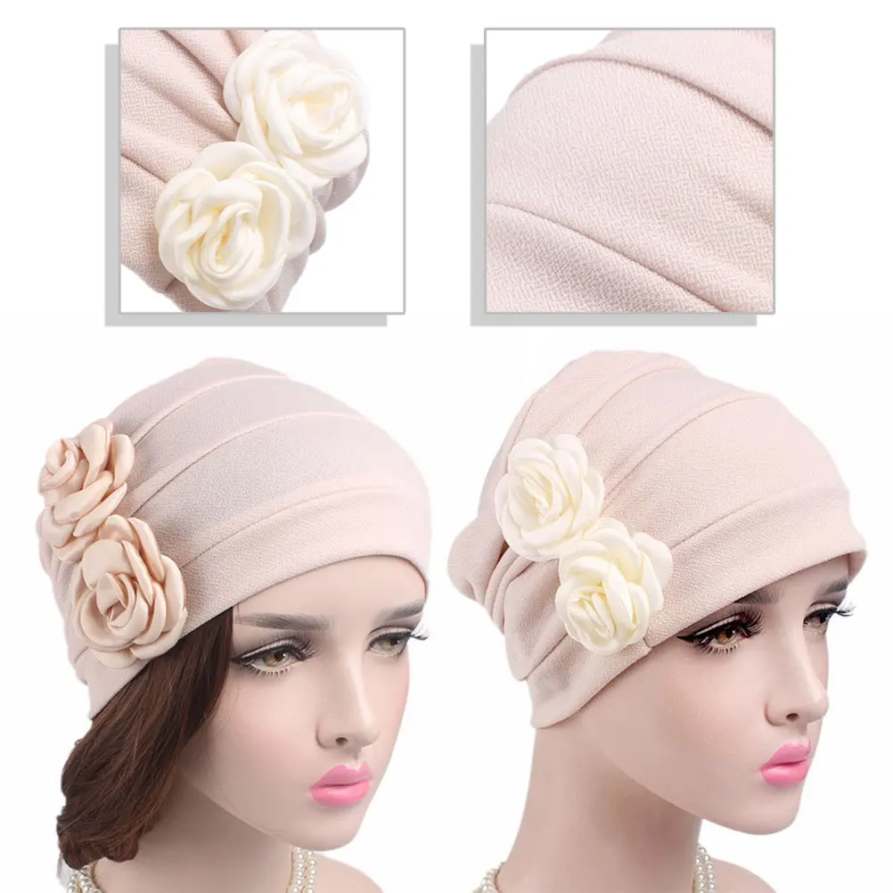 

Woman Corrugated Chemo Hat Beige Random Color Stylish Cotton Headband for Cancer Patients Soft Comfortable Alopecia