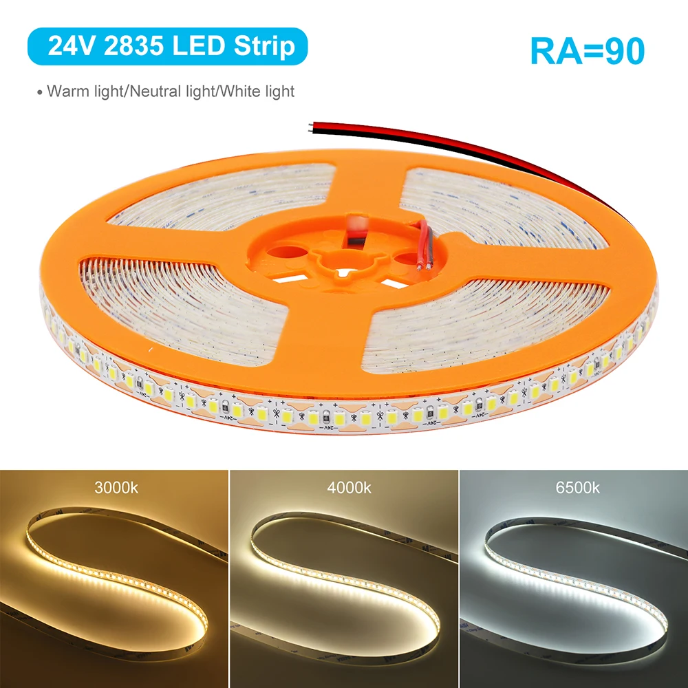 180Led/m Led Strip Light 1 LED Cut Ra90 24V 5m 10m 2835 Tape Super Bright 8MM PCB Cabinet Sign Night Lights Warm/Natural White