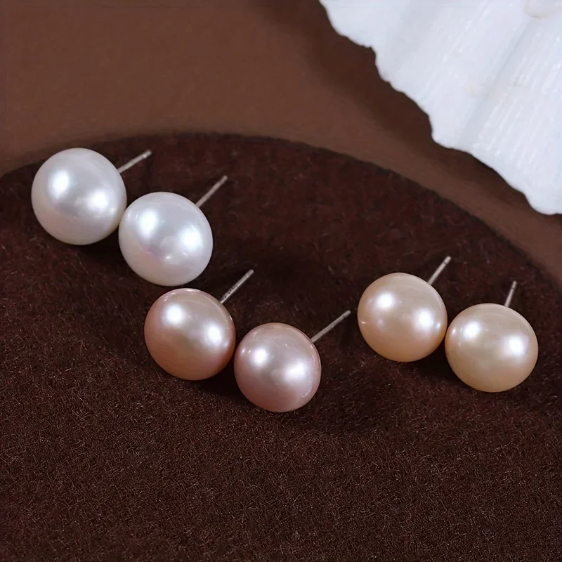 Freshwater No Pearl Stud Earrings Versatile Basic 5-11mm Daily Wear Gift for Women Mother Daughter Valentine Graduation