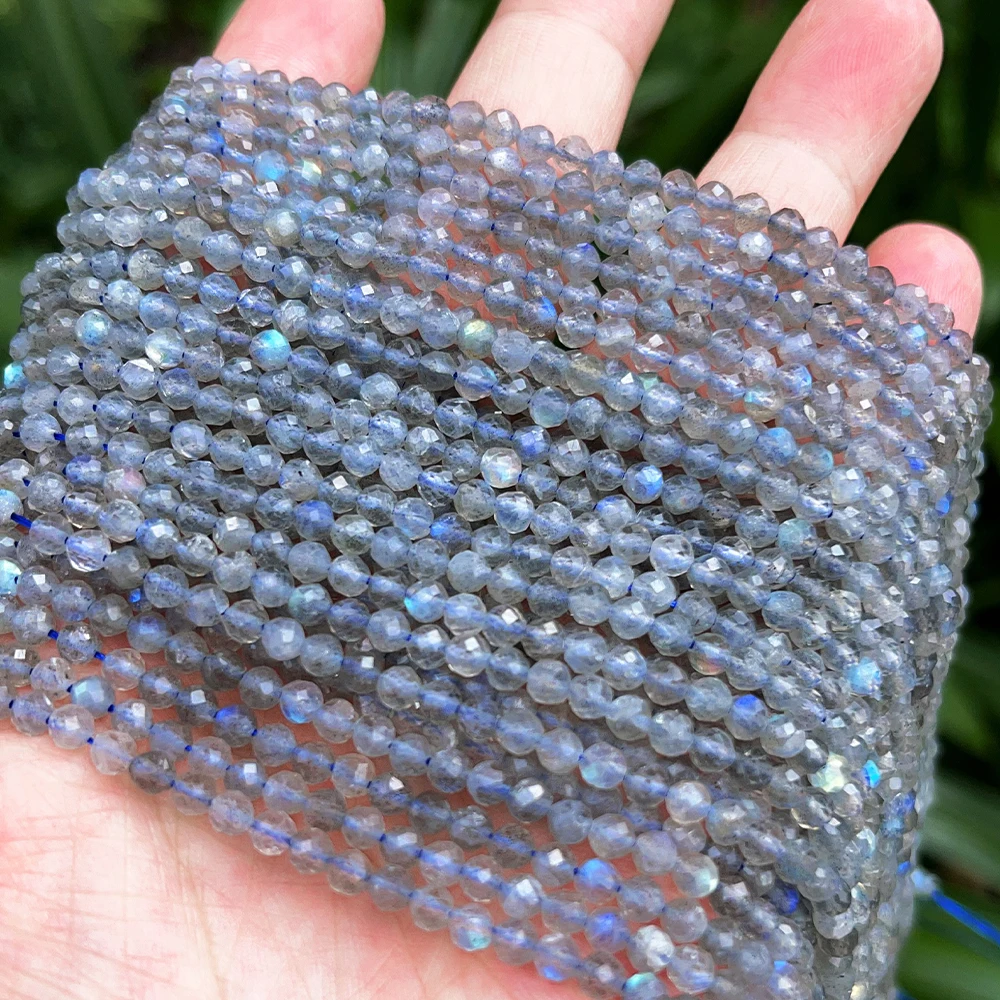 A++ Natural 4mm Labradorite Faceted Beads Shinny Seed Beads for Jewelry Making Bracelet Wholesale Stone Beads DIY Accessories