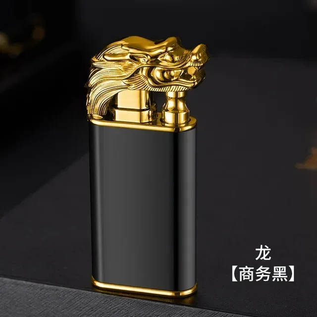 Hot 3D Relief Double Fire Lighter Jet Flame Open Flame Windproof Butane Gas Crocodile Lighter Men\'s Gift Smoking Cigarette Tools