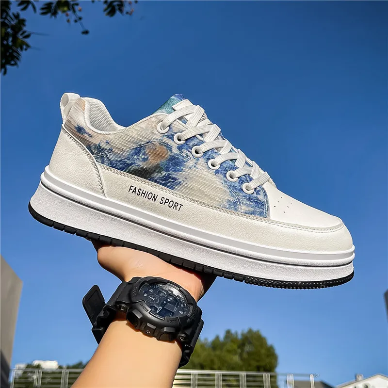 

Новые весенние повседневные модные кроссовки для активного отдыха, универсальные мужские высокие кроссовки на толстой подошве для бега