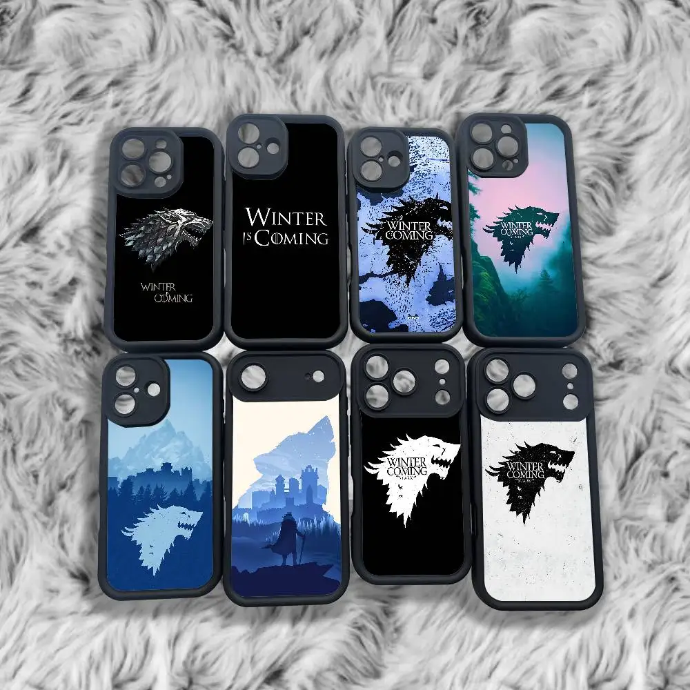 

W-Winter Is C-Coming Phone Case For iPhone 17,16,15,14,13,12,11,Pro,Max,Plus,X,XS,SE4,E,Mini Black Thickened border Case