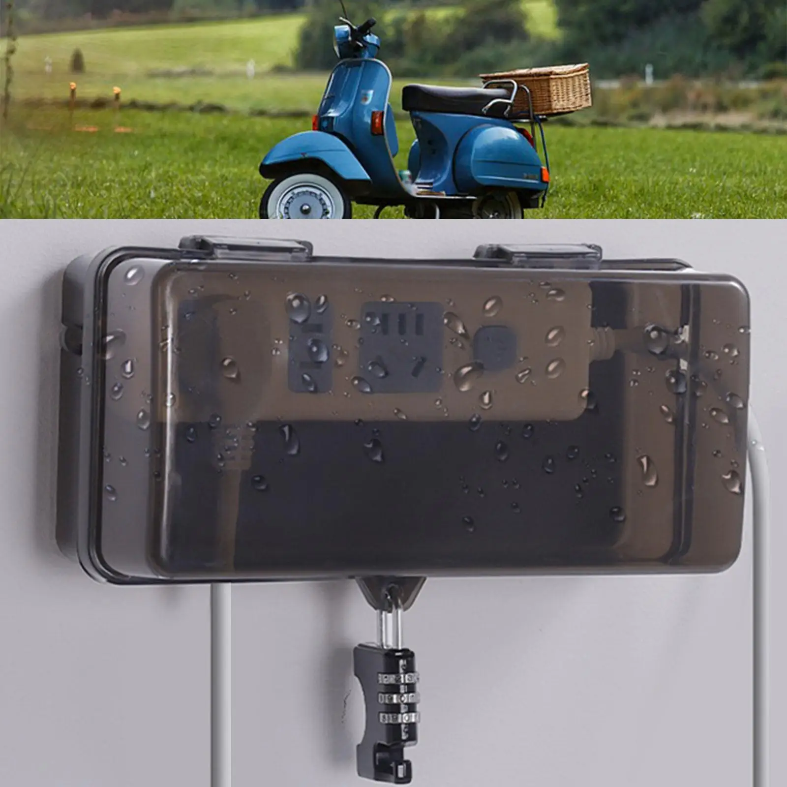 Outdoor Waterproof Power Box Electrical Outlet Enclosure Rainproof Lockable Socket Storage Case for EV Charging Accessories