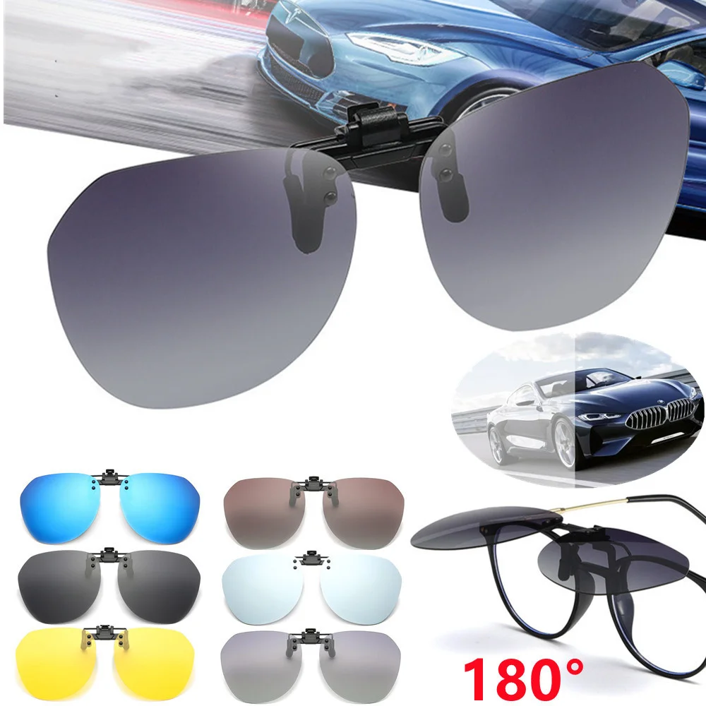 1Pcs on Glasses Square Frame Pilot Sun Glasses Polarized Sunglasses Clip Men's Flip Up Clips Women Driving Glasses UV400 Shades