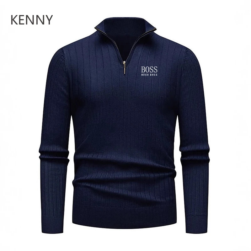 

KENNY Solid Color Half Turtleneck Zipper Men's Sweater Spring and Autumn Knit Male Sweatshirt Pullover Jackets Designer Clothes