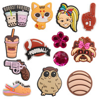 1-13PCS Animal Dog Cat Drinks Girls Shoes Charms Accessories Buckle Clog Sandal Decorations DIY Wristbands Kids Gift