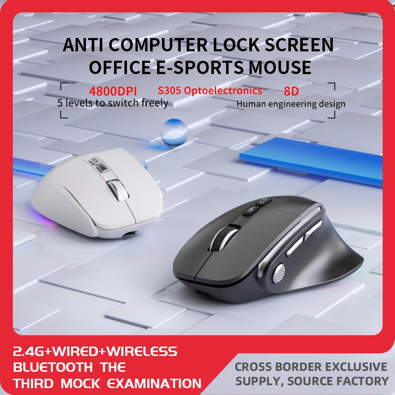 Wireless Bluetooth Mouse Type-C Rechargeabl Ergonomic Design RGB Breathing Light Bluetooth Mic For Laptop Computer Office Gaming