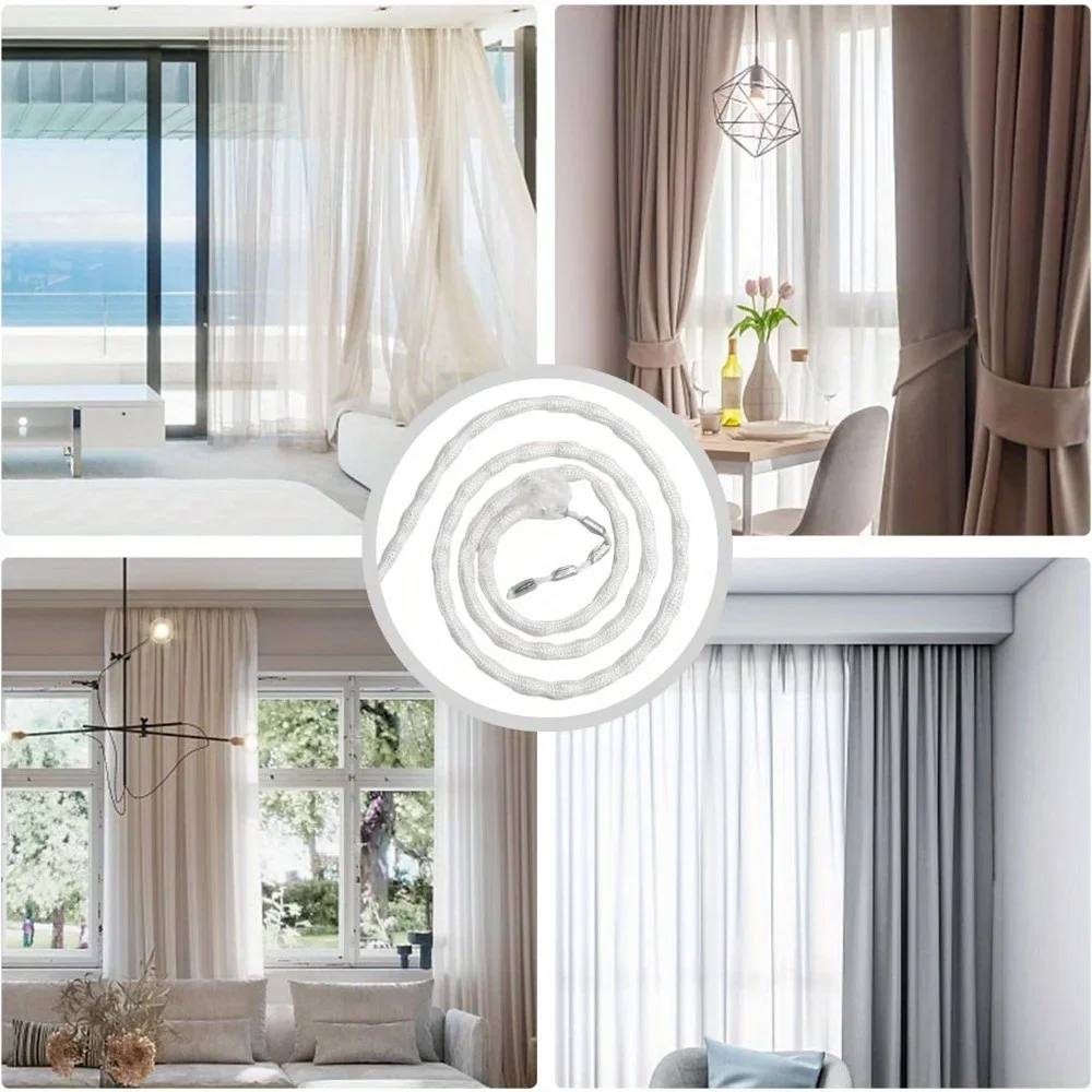 1PCS Lead Rope DIY Coating Curtain White Cotton Thread Rope Put Bottom Tulle Weight Make Drapes Pendant Curtain Accessories