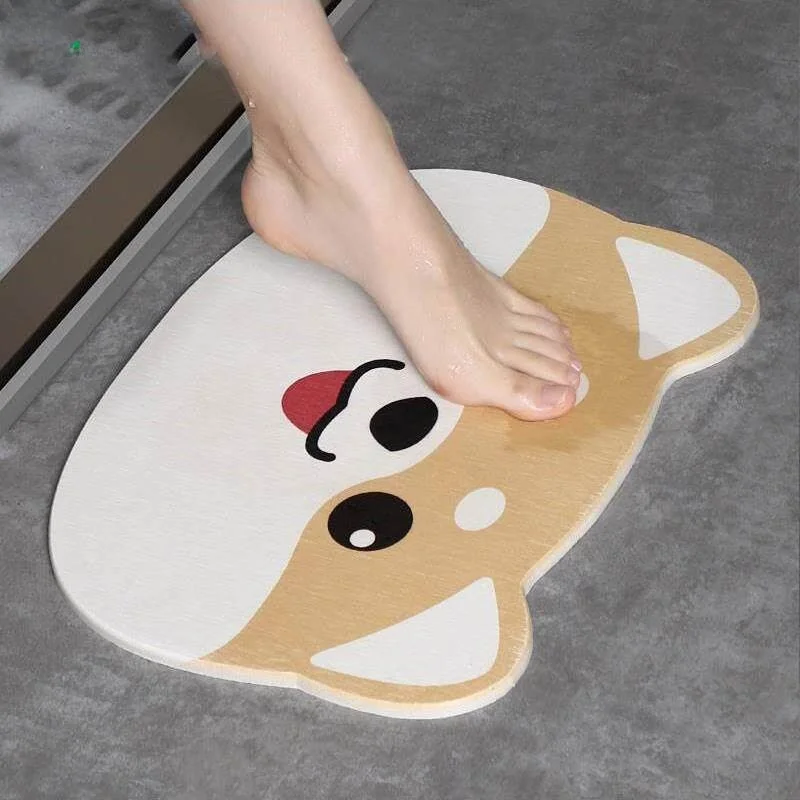 

Милый силиконовый коврик в мультяшном стиле для ванной комнаты, впитывающий, противоскользящий, быстросохнущий, для входной двери, с силиконовыми волокнами для ног