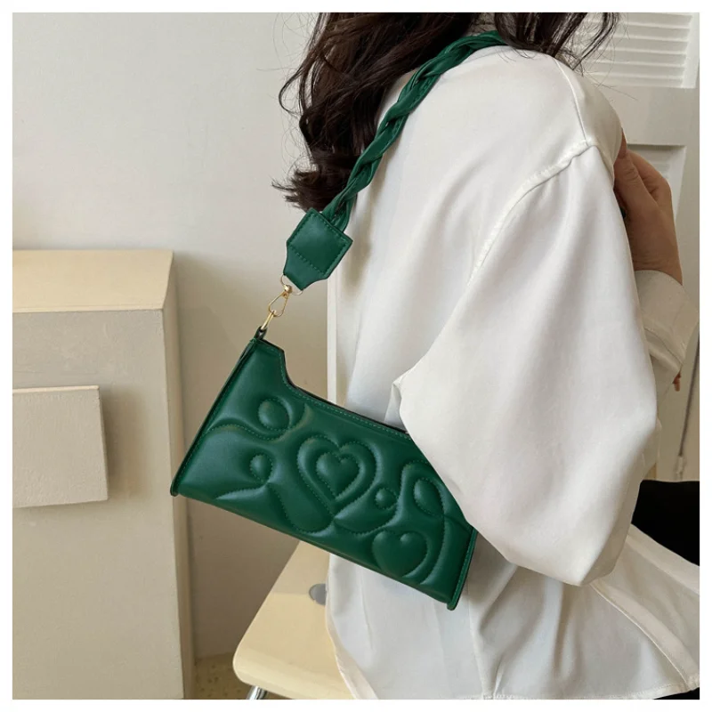 Shoulder Bags 2023 New Trend Fashion Simple Women's Bag Solid Color PU Embossed Messenger Bag Small Mini Phone Pouch All-match