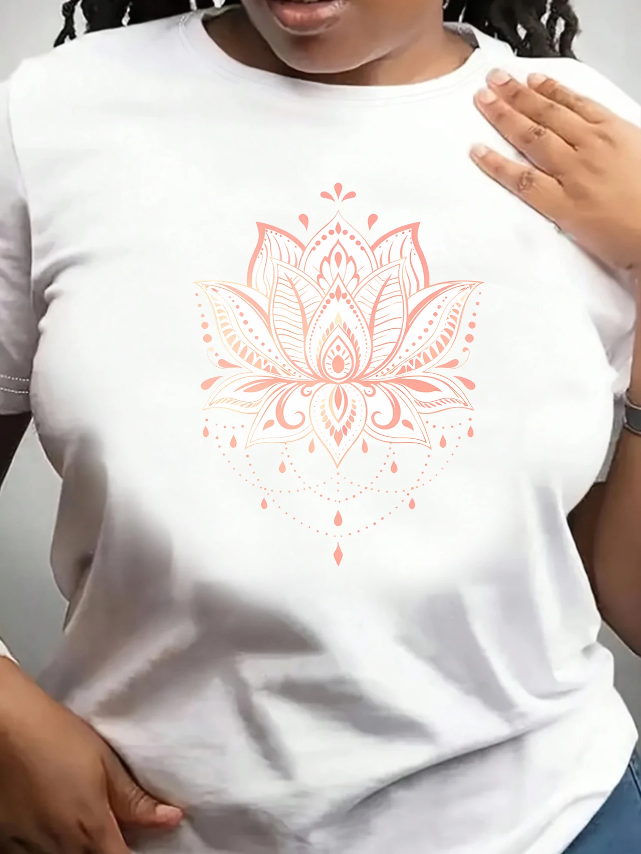 

【ZXH1119】Trendy flower print plus size women's round neck T-shirt summer casual short sleeved top street fashion versatile