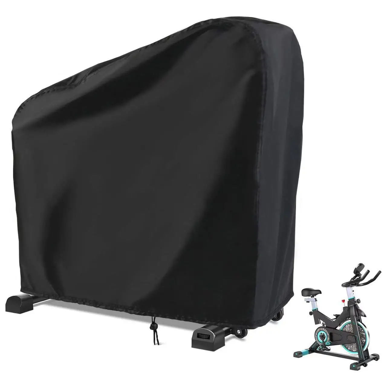 Multi-Function Exercise Bike/Spinning Cover,Indoor & Outdoor Waterproof Dustproof,Black Furniture-Grade Bicycle Protector Cover