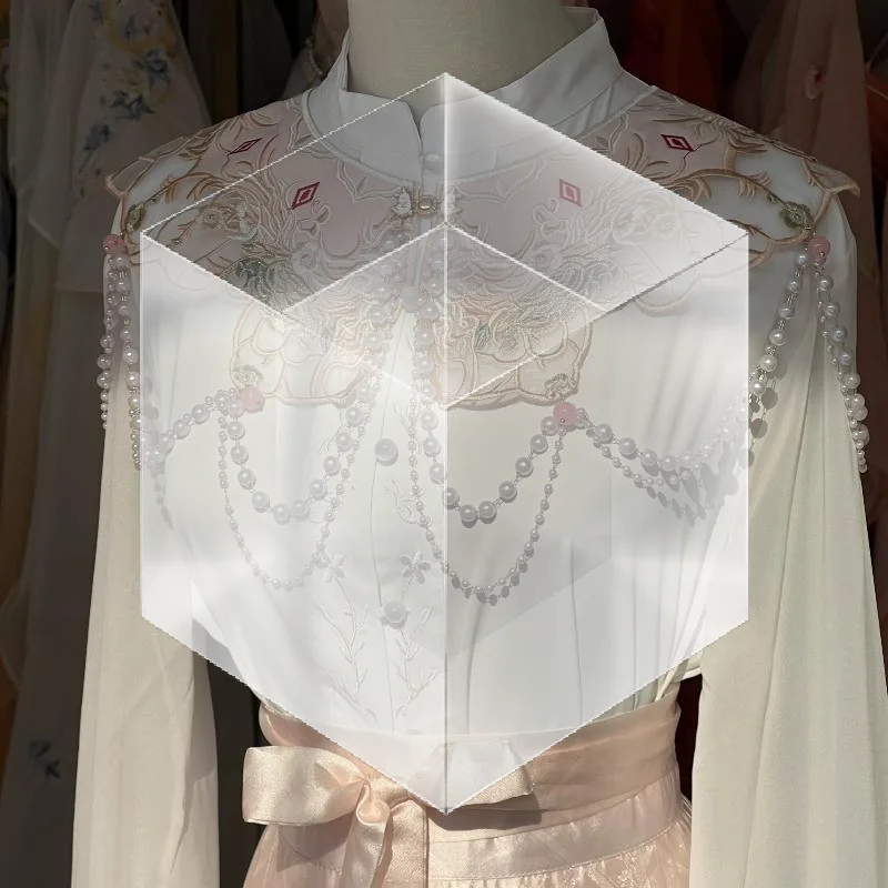 Graceful Hanfu Collar Featuring Stunning Pearl Embroidery Ideal for Cultural Celebrations