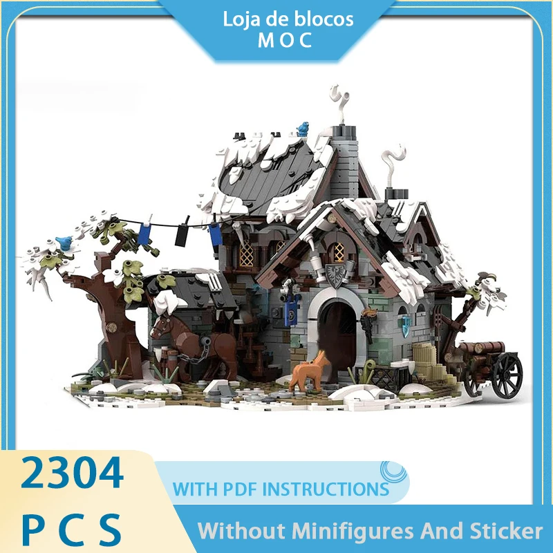 

Exquisite New Product MOC Building Blocks Medieval Architecture Model Black Falcon Blizzard Hotel Modular Children's Toy DIY Set
