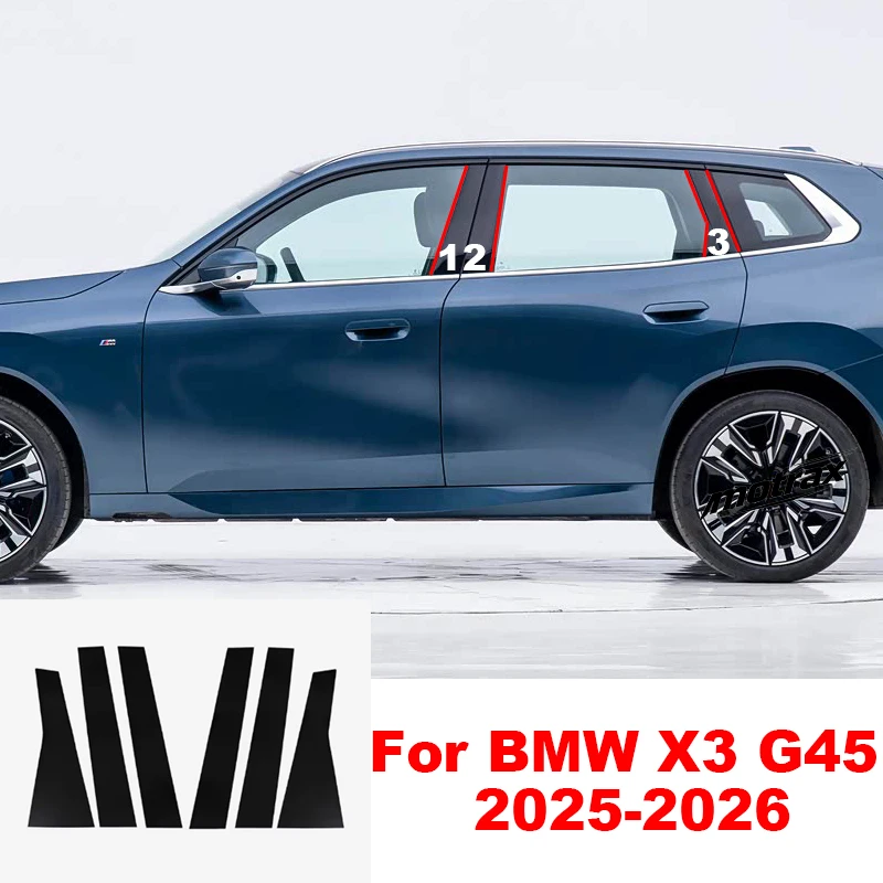 Car Central Window Decorative Cover Center Film PC Pillar B C Pillar Sticker for BMW X3 G45 2025 2026 Accessories
