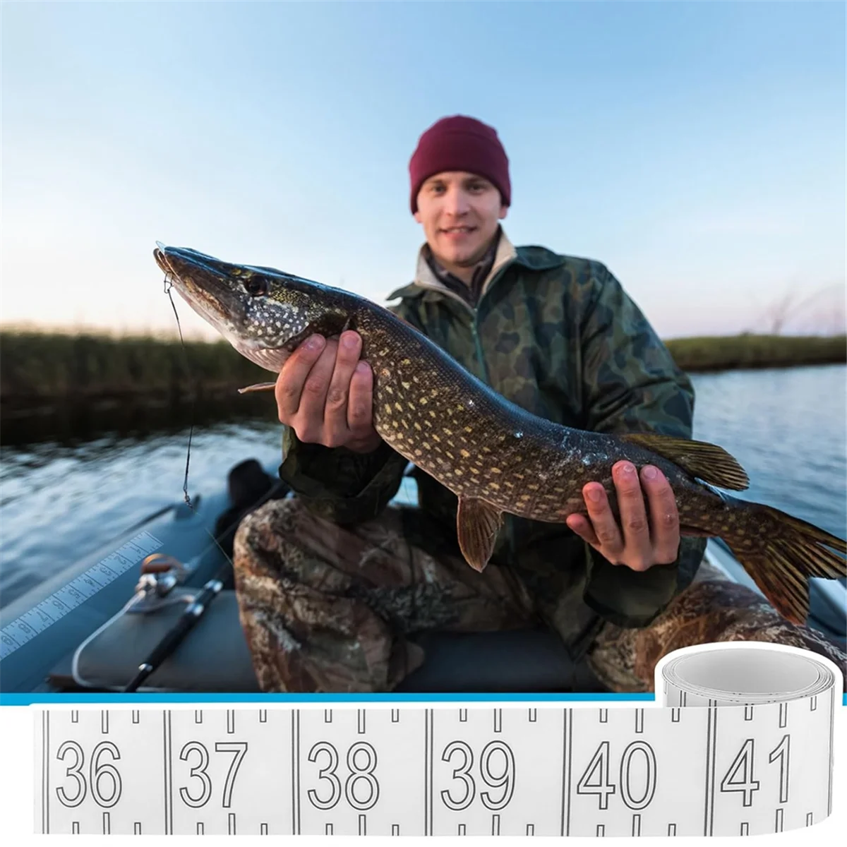Cinta métrica de pescado AA87C de 72 pulgadas, pegatina de regla de pescado impermeable, regla de pez autoadhesiva transparente para pesca en barco