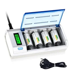 For 1.2V Ni-MH AA/AAA/C/D Size 9V Rechargeable Batteries Universal 6 Slots LCD Display Smart Battery Charger EU/US Plug
