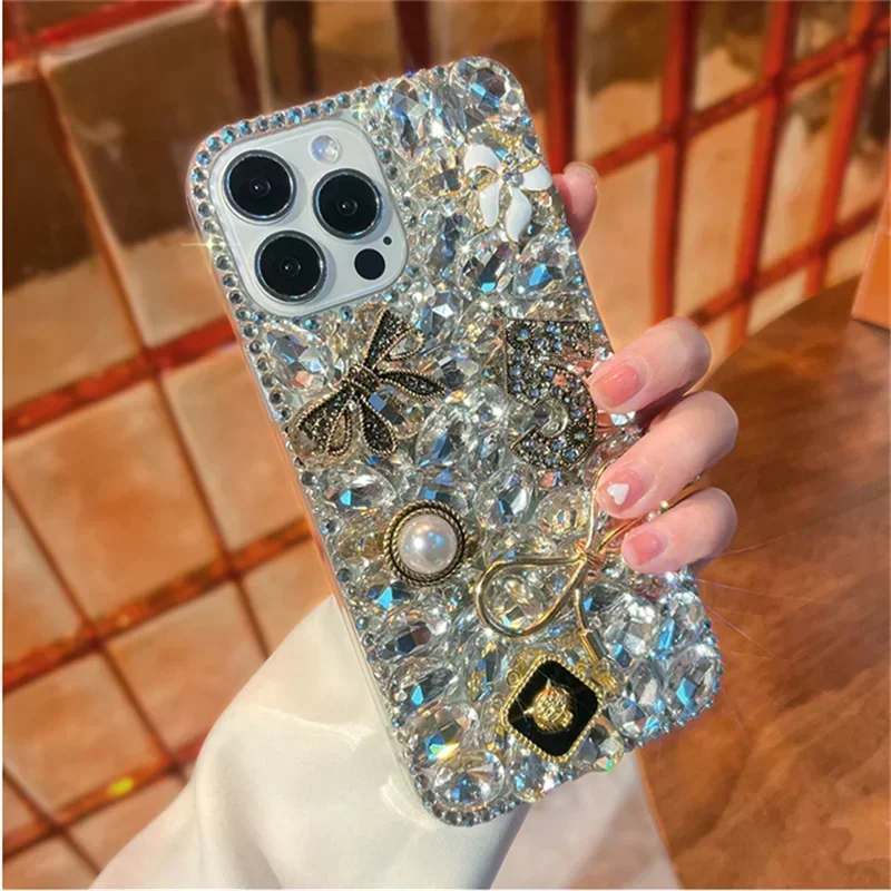Роскошный чехол для телефона с 3D блестками и бриллиантами, чехол со стразами, Funda Coque для iPhone 16Plus 15Pro, 14, 12, 13, 11 Pro Max viv