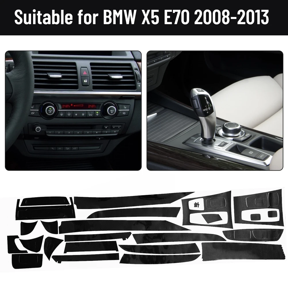 

1 комплект салон автомобиля, глянцевая обертка из углеродного волокна, высококачественные 3D глянцевые наклейки на крышку для BMW E70 2008-2013, правый руль