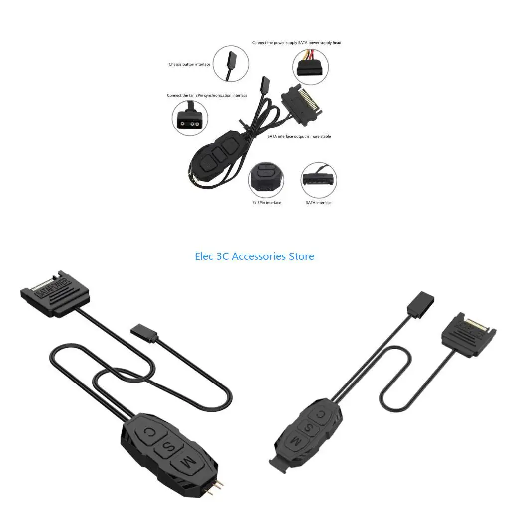 Y51A ARGB Controller 3Pin 5V ARGB Splitter Cable LED Lighting  Pin ARGB Controller