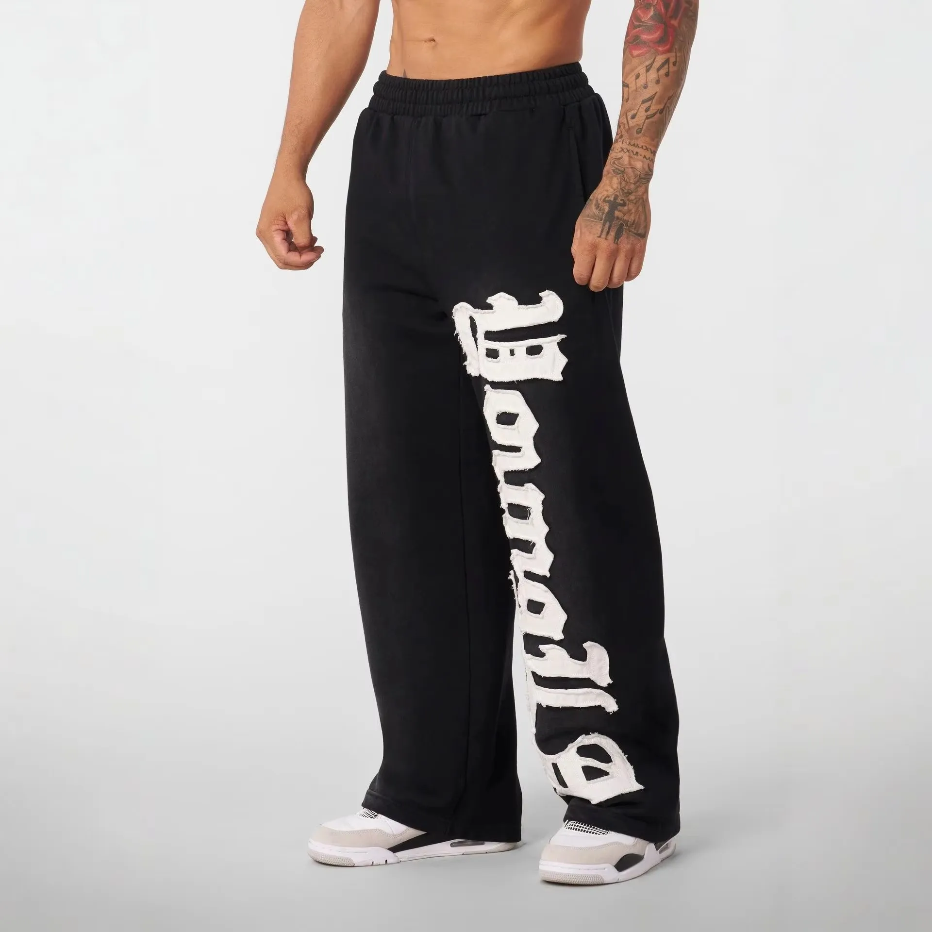 Man Young American trendy sweatpants collaboration anime joggers cotton terry print wide-leg casual pants hip-hop street pants image 3