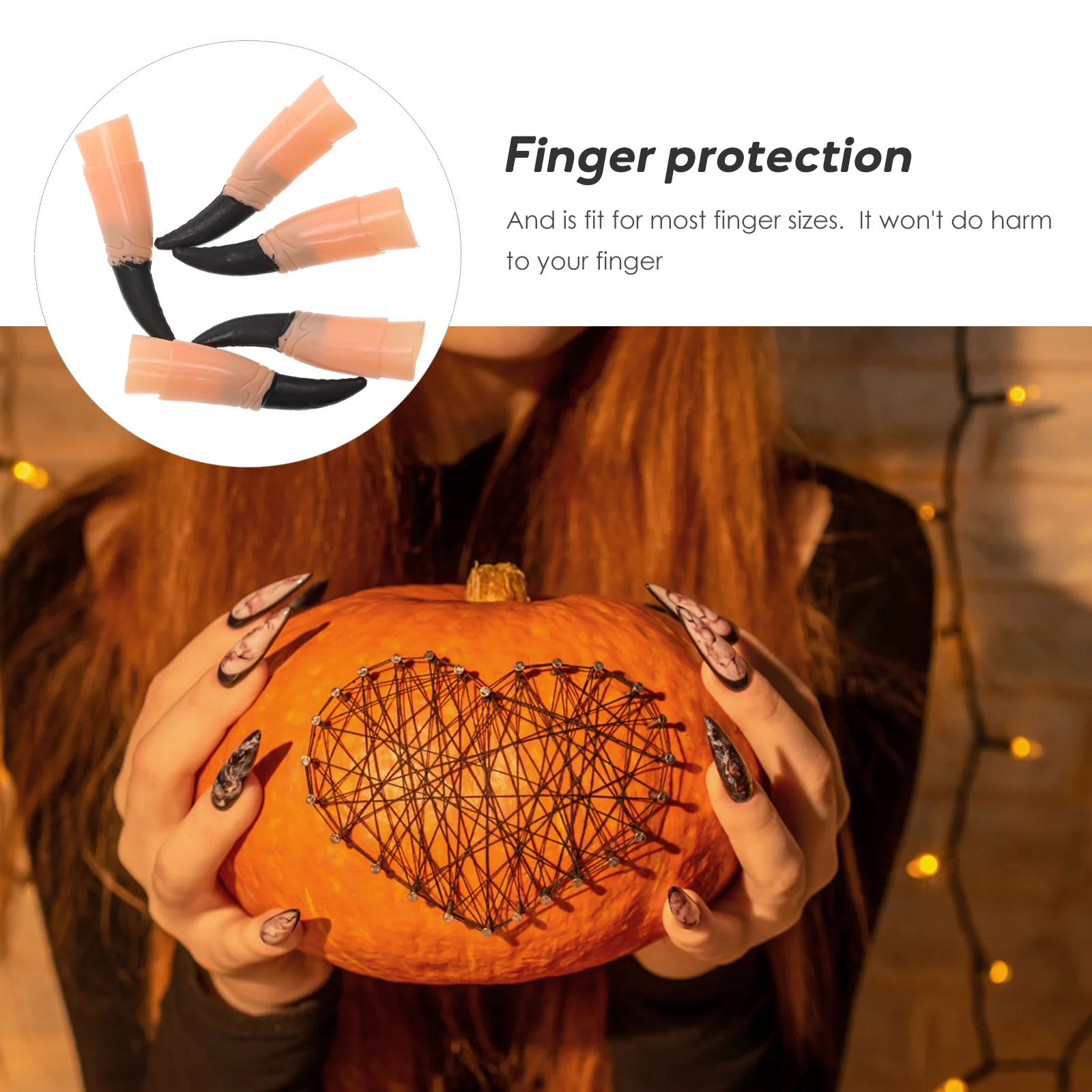 

10pcs Zombie Nails Soft Plastic Tip Witch Fingernails 6cm Halloween Costume Party Accessory One Size Fits Most for Trick