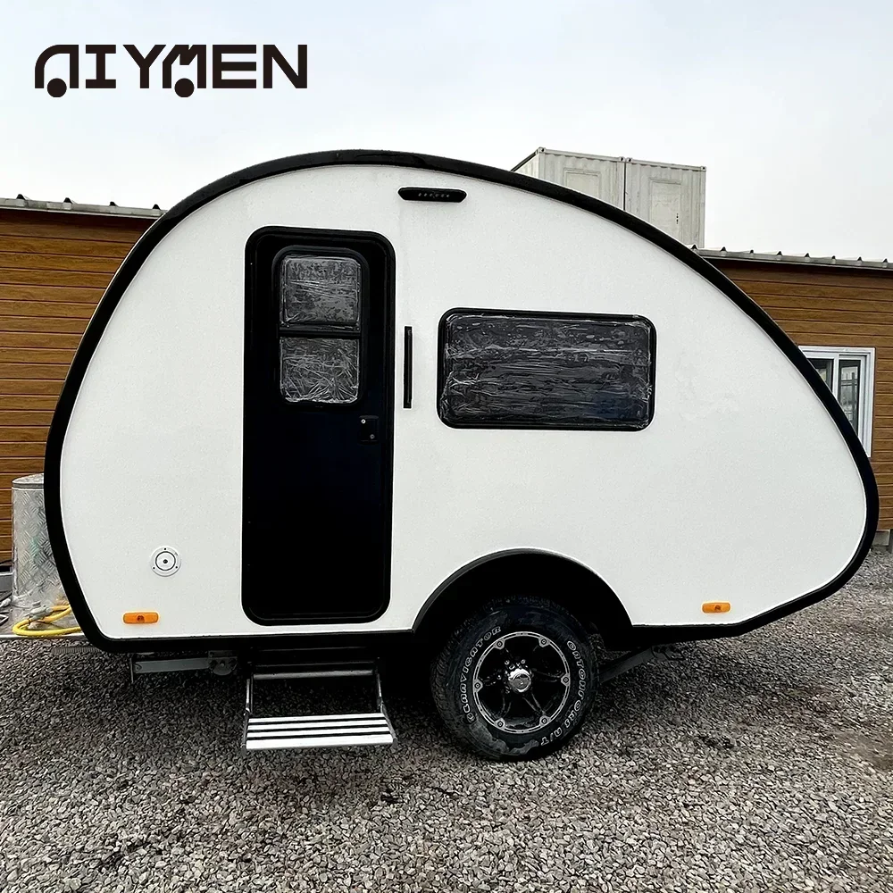 Small Fiberglass Travel Camper RV Luxury Tiny Galvanised Teardrop Overland Camping Trailer Mini With Shower Bathroom For Sale