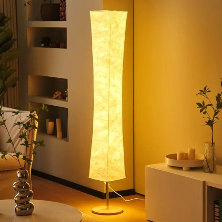 

Soft Light Floor Lamp, 58 inch Simple Design Morden 3 Color Lighting Remote Control LED lamp with Tyvek Fabric Shade, Brightnes