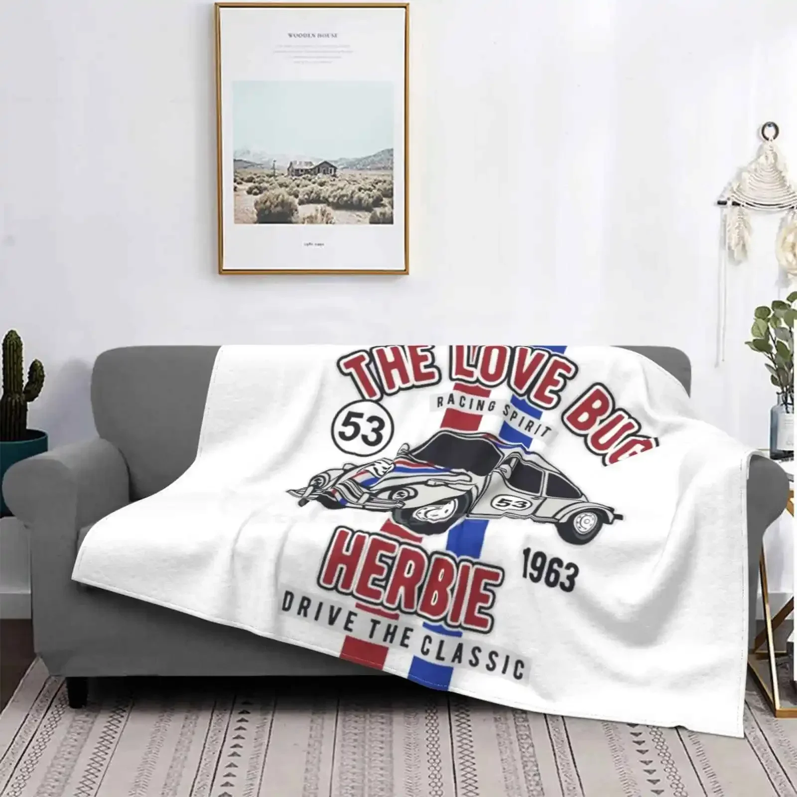 The Love Bug Herbie-Diecast Design Creative Design Light Thin Soft Flannel Blanket Car Toy Diecast Toy Car Model Car Mattel