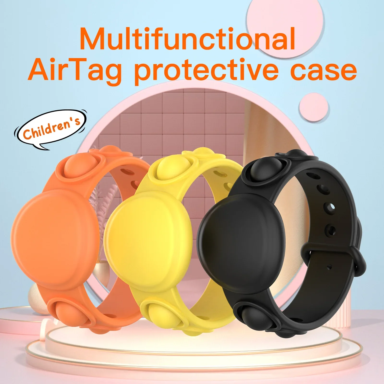 Multifunctional Case For Airtags Apple Protective Airtag Cover Cases Kids Watchband Wristband Waterproof Child Press Bubble Toy